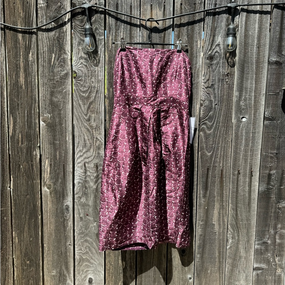 J. Crew Ashley Strapless Sweetheart Magenta and White Rose Print Silk Dress 8